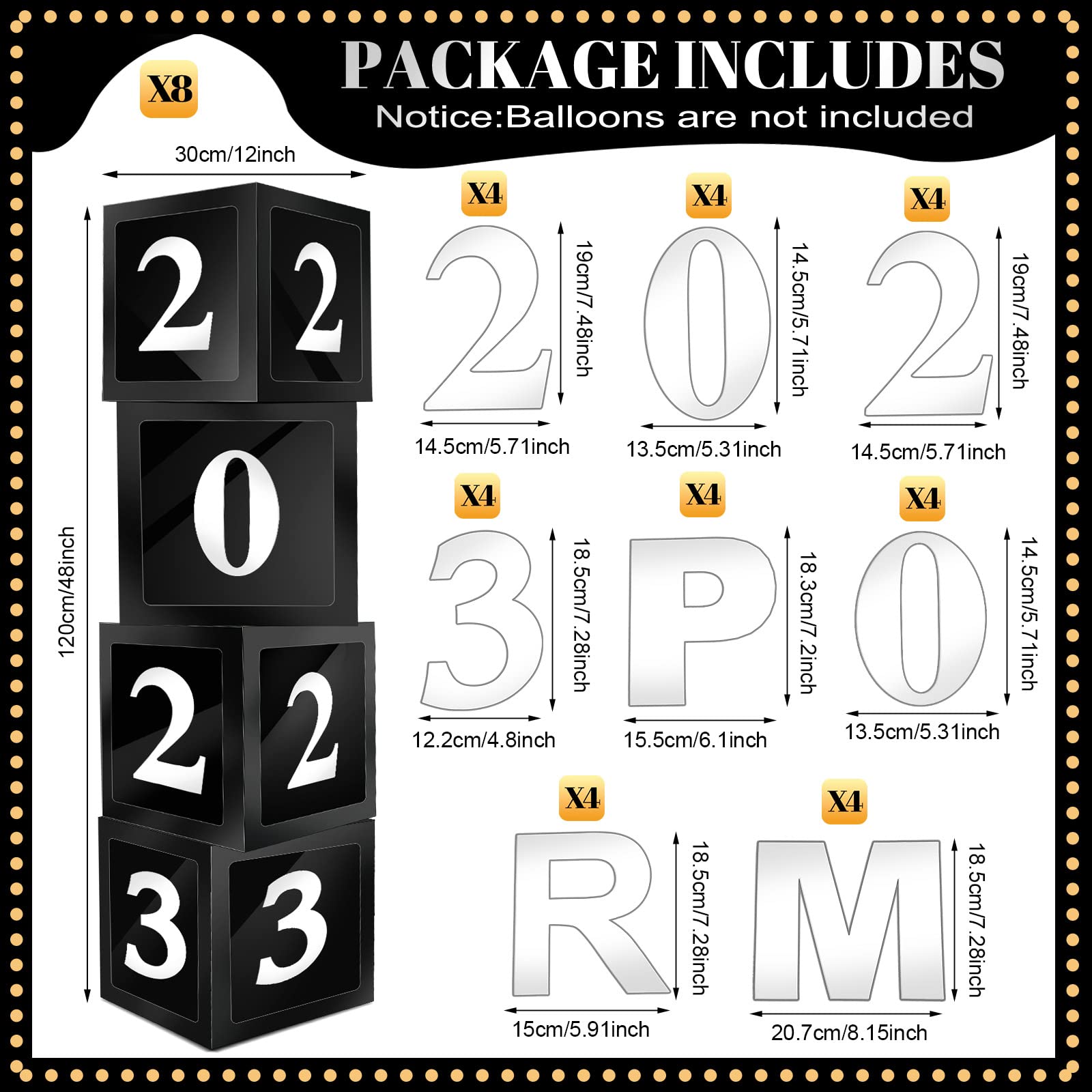 Silver Prom Box 8 Pcs Prom Decorations Prom Column 12 Inches Balloons Boxes Set Senior ...