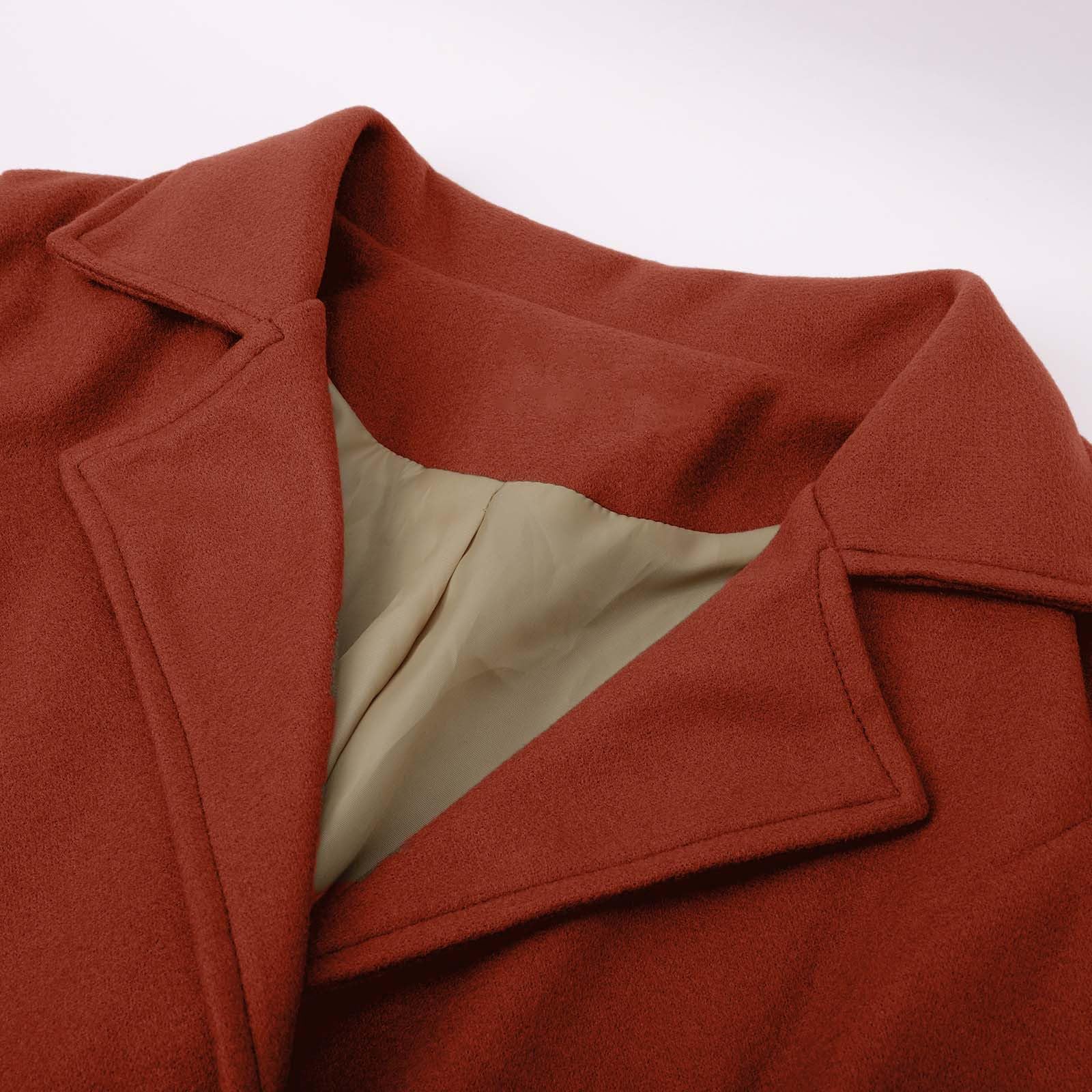 Genérico Abrigo Mujer Lana Mezcla Elegante, Chaqueta Doble Botonadura con Cuello Solapa, Americana Formal para Otoño Invierno, Oficina y Eventos