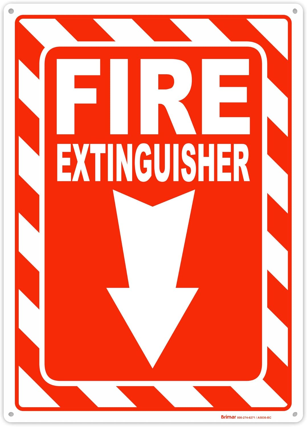 Brimar - 7" x 10" - Fire Extinguisher Sign - Polyethylene Plastic - Fire Safety Sign - Easy Installation