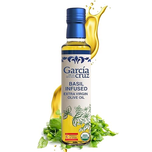 Miniatura 6 de Juego de regalo de aceite de oliva virgen extra con sabor orgánico, ajo, albahaca, chile caliente, infusión de limón, paquete de 4 botellas de