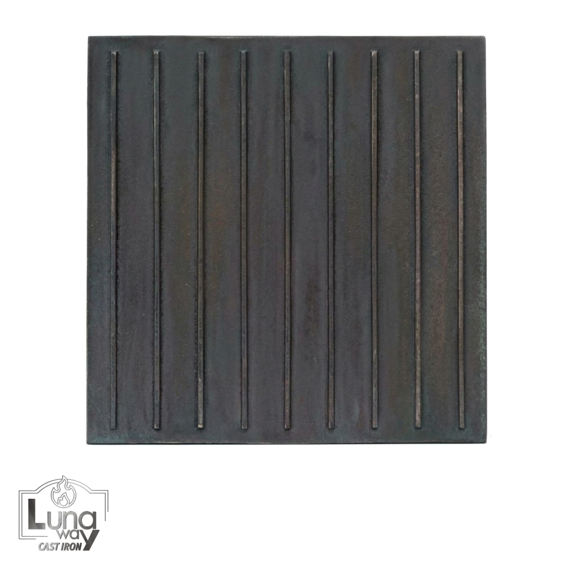 Plaque de cheminée rainuré en Fonte 0,8 cm 49 x 50 cm
