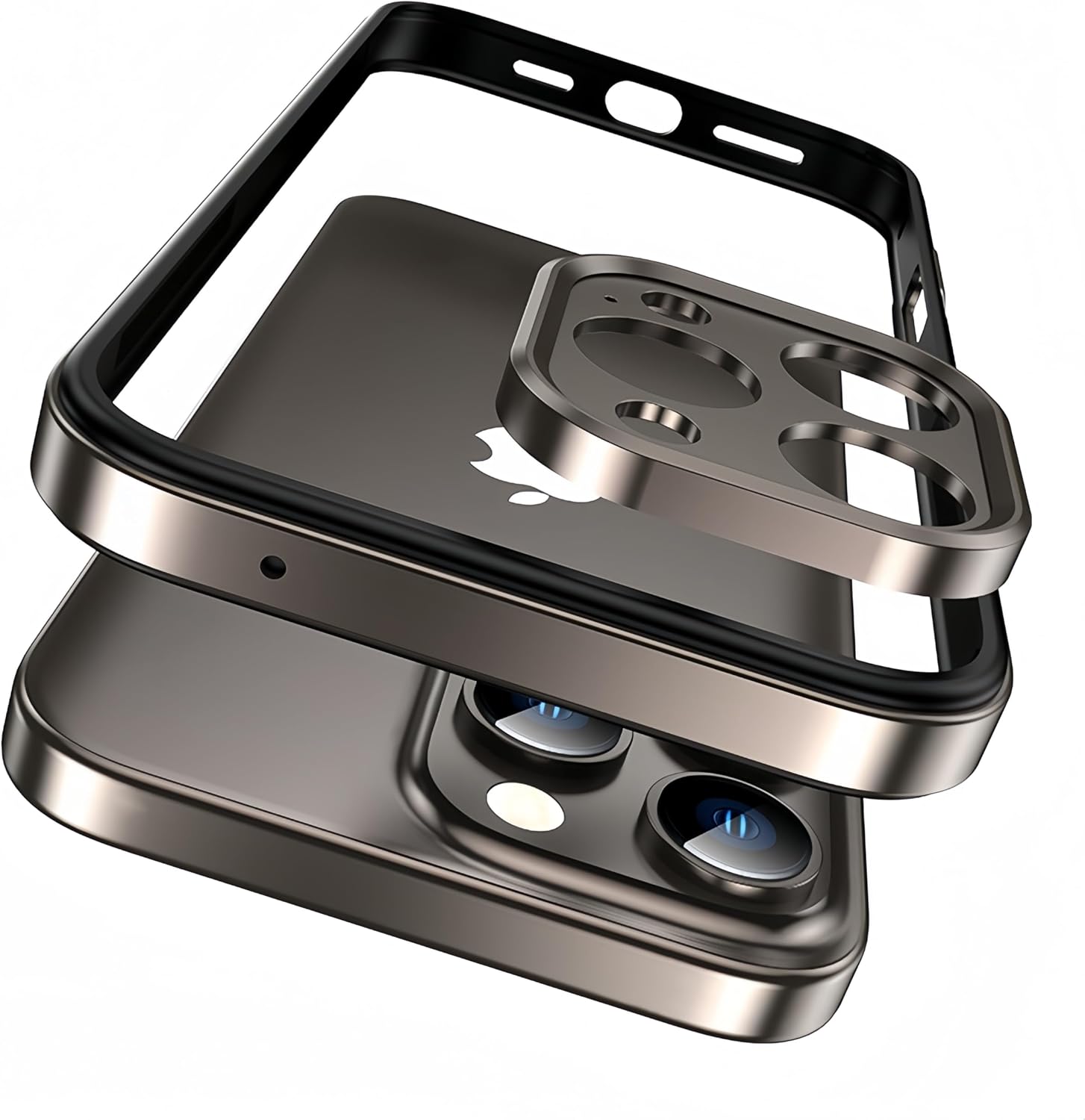 Metal Aluminum Alloy Phone Bumper Case for iPhone 16 15 Pro Max with Camera Lens Protection Shockproof Silicone Inner Pad Heat Dissipation Frame Cover (Black, iPhone 15 Pro Max)