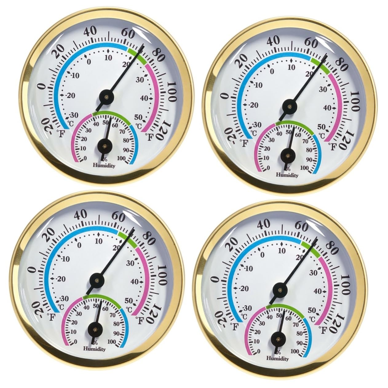 BESPORTBLE 4pcs Thermometer Wall-Mounted Hygrometer Weather Gauge Easy to Read No Battery Required