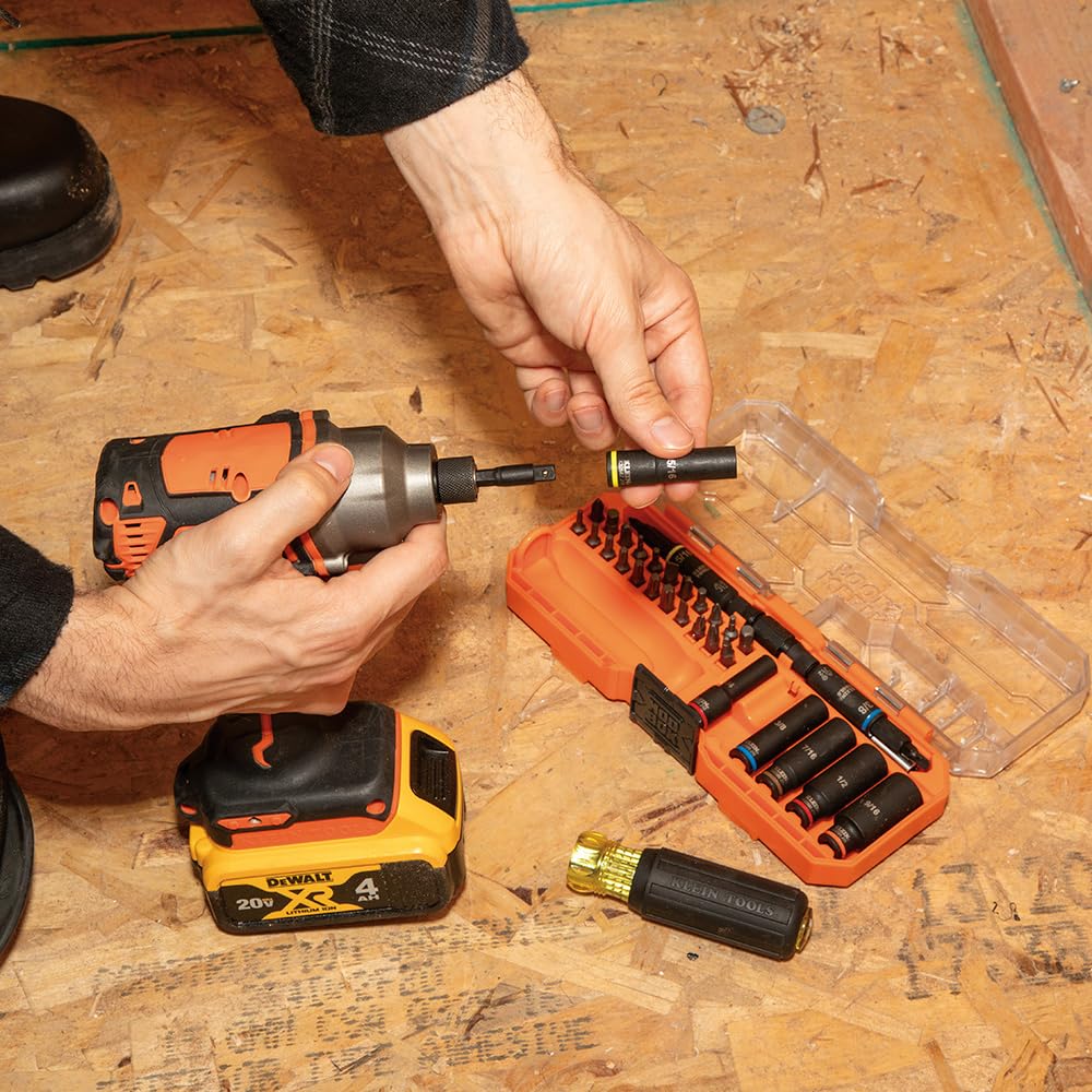 Klein Tools 32502HD KNECT - Set di cacciaviti e bussole con custodia MODbox, 41 pezzi, 26 bit, 6 prese profonde, accessori e manico
