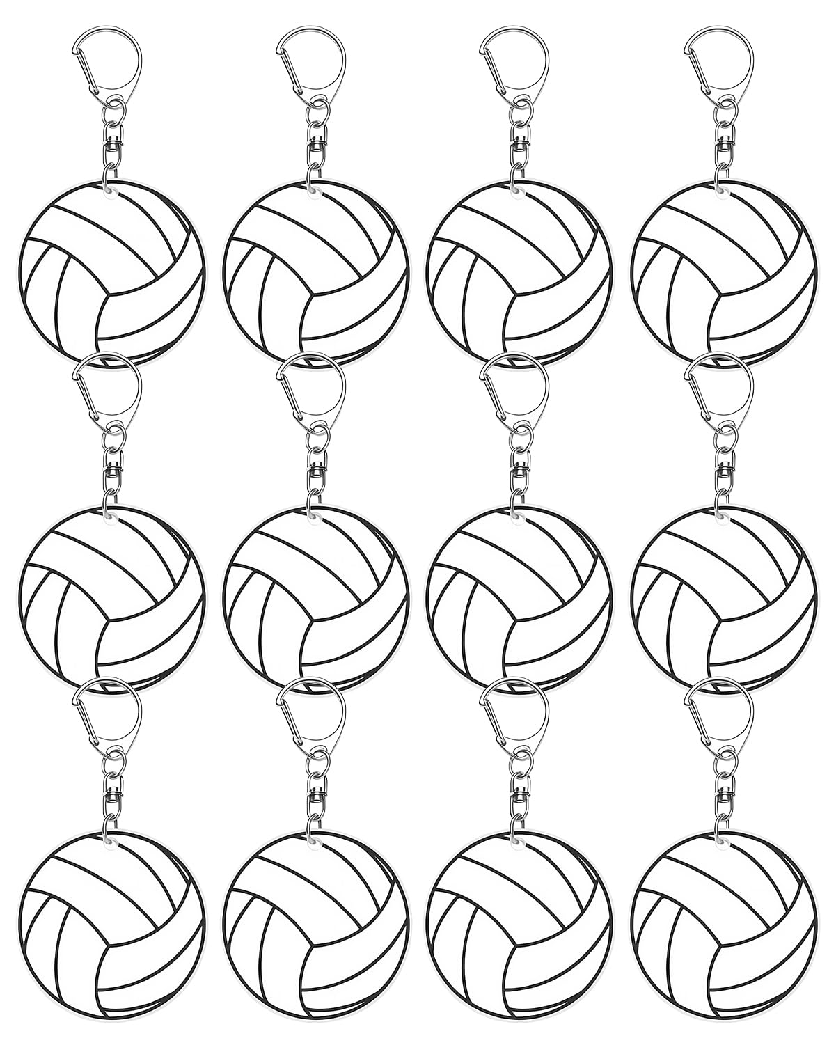 12 llaveros de voleibol a granel, regalos de equipo deportivo de voleibol blanco, llavero grande de voleibol con cierre de mosquetón para jugadores de equipo, regalos de fiesta