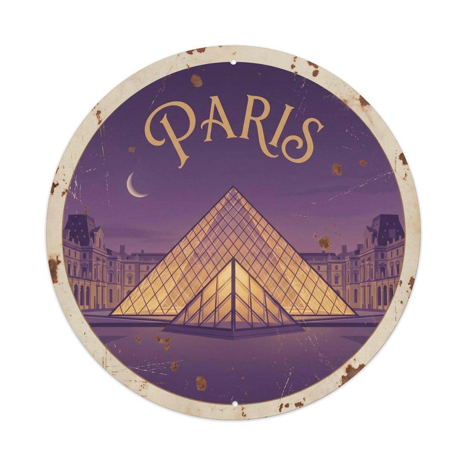 Vintage Travel Parisian Louvre Wanderlust Metal Tin Sign Plaque