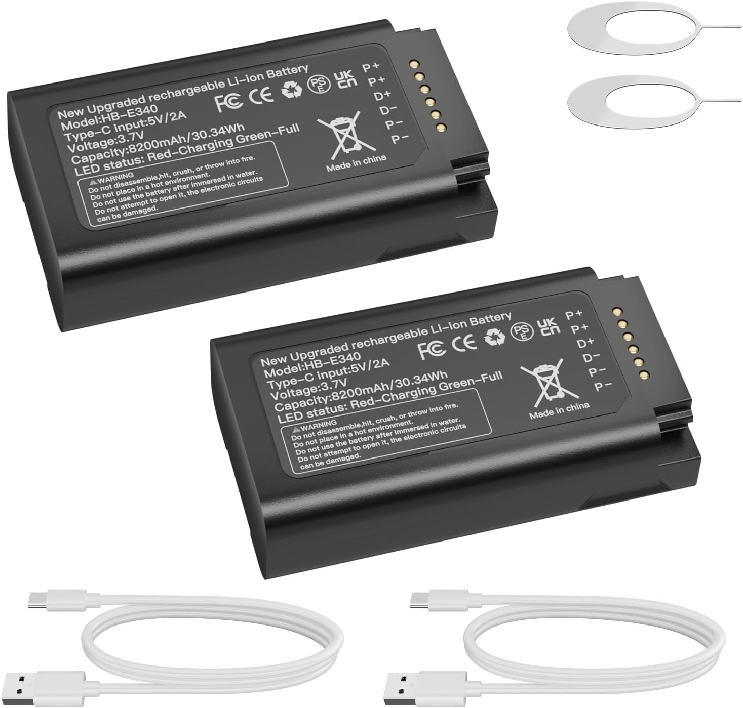 2 Pack 2026 Upgraded 8200mAh E340 Battery Compatible with eufy Video Doorbell E340, High Capacity Replacement Backup Battery with Type-C Charge Cable