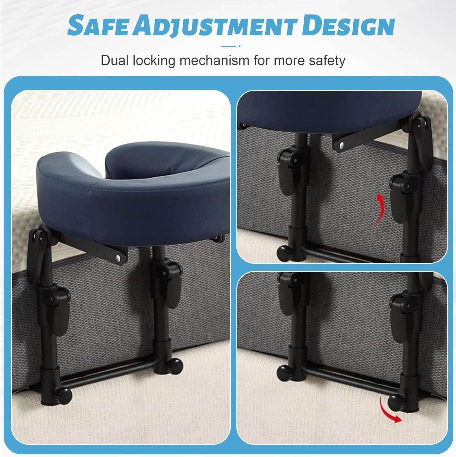 Massage Headrest for Bed, Adjustable Massage Face Cradle at Home, Portable Bed Massage Head Holder, Massage Table Head Rest for Salon Spa, Face Down Pillow After Eye Surgery, Blue