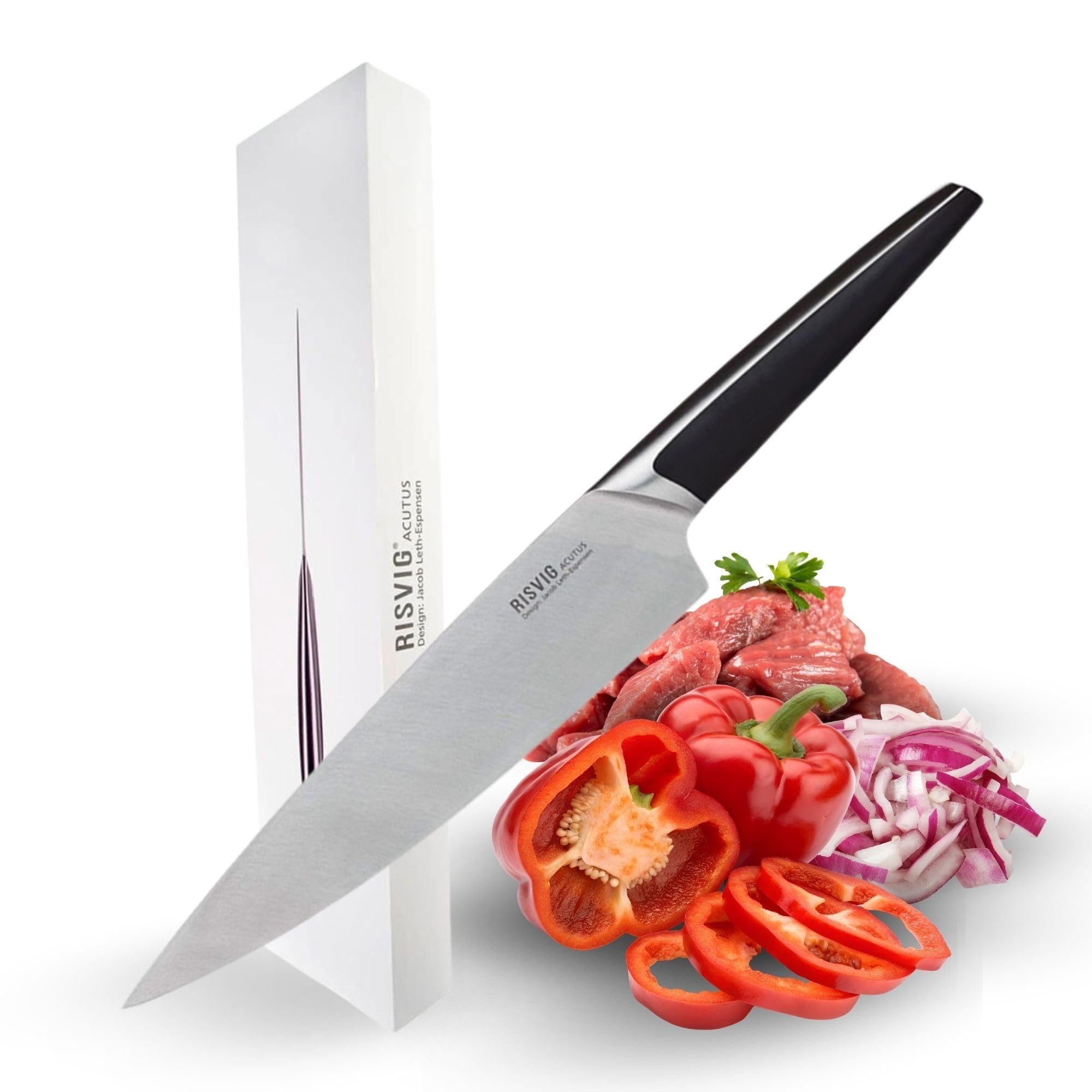 20 cm Kochmesser Acutus – Profi Chef Messer mit ergonomischem Griff für optimale Handhabung – Klingen-Design zur Nutzung der vollen Länge – Leichtes Arbeiten in der Küche