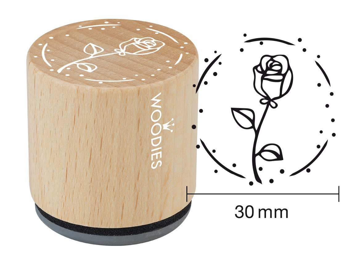 Tampon sur le thème de l'amour Rose rose Woodies en bois pour vos créations