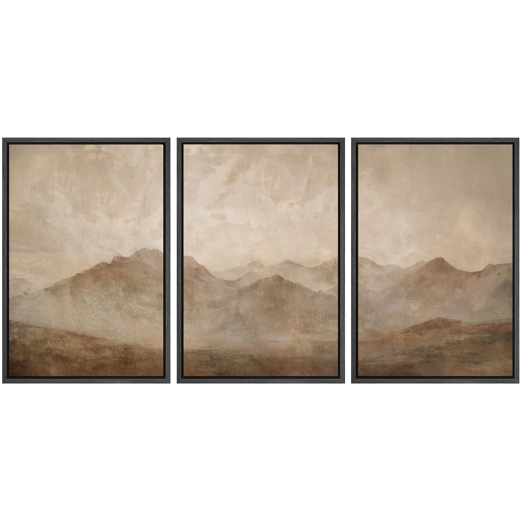 SIGNWIN Framed Canvas Print Wall Art Set Blue White Grunge Geometric Pattern Abstract Shapes Cozy Neutral Decorative Contemporary Minimal for Living Room, Bedroom, Office - 24"x36"x3 Natural — view 127
