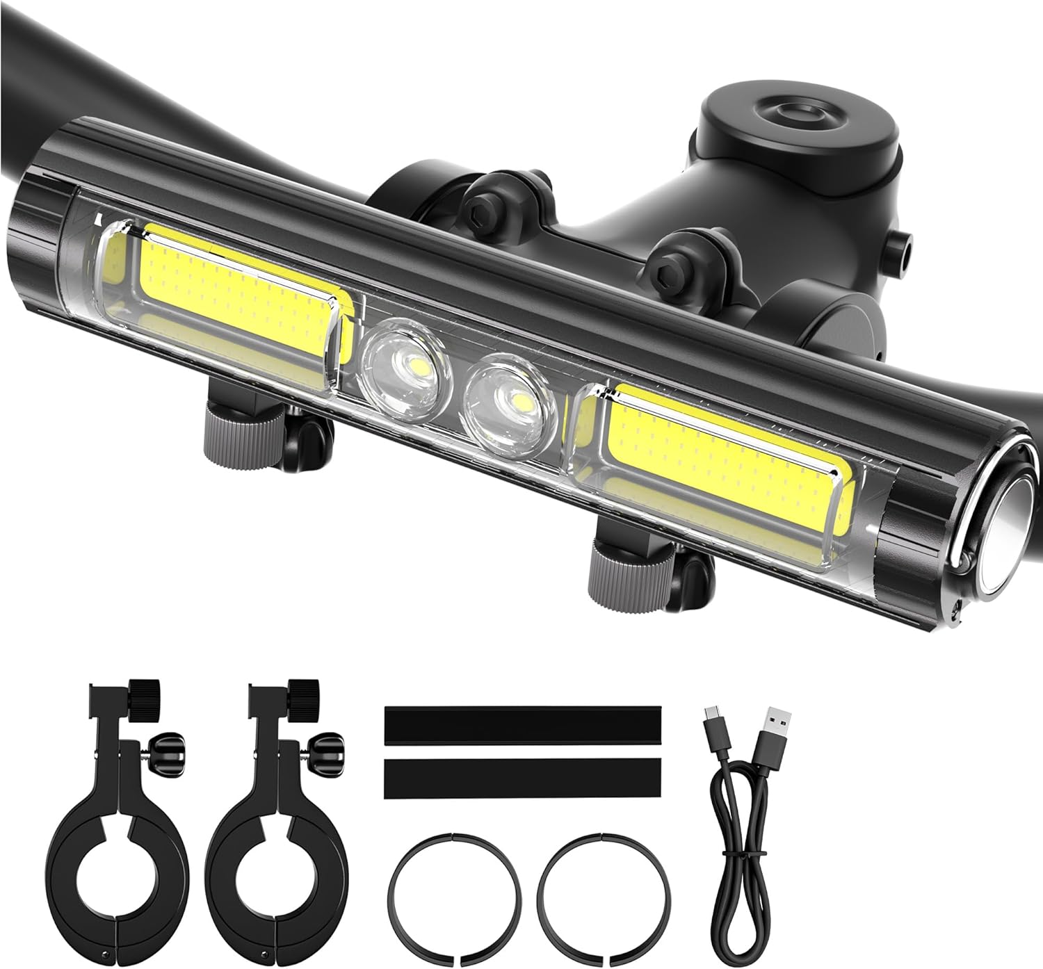Easymaxx Super Bright LED Bike Lights for Night Riding, Rechargeable Bicycle Headlight with Hook, 8 Modes, Aluminum Alloy Waterproof Bike Headlight for Adult Mountain MTB Off-Road Cycling Commuting