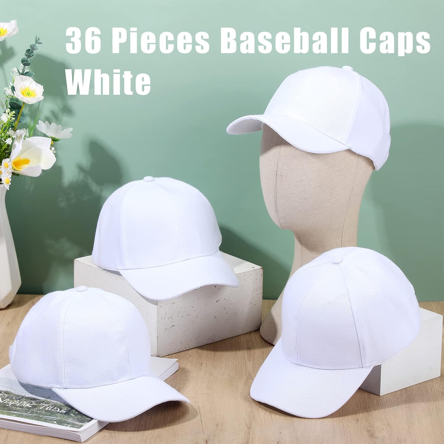 Coume 36 Pcs Wholesale Bulk Lot Baseball Caps Bulk Adjustable Blank Denim Plain Trucker Hat for Men Women(Black)