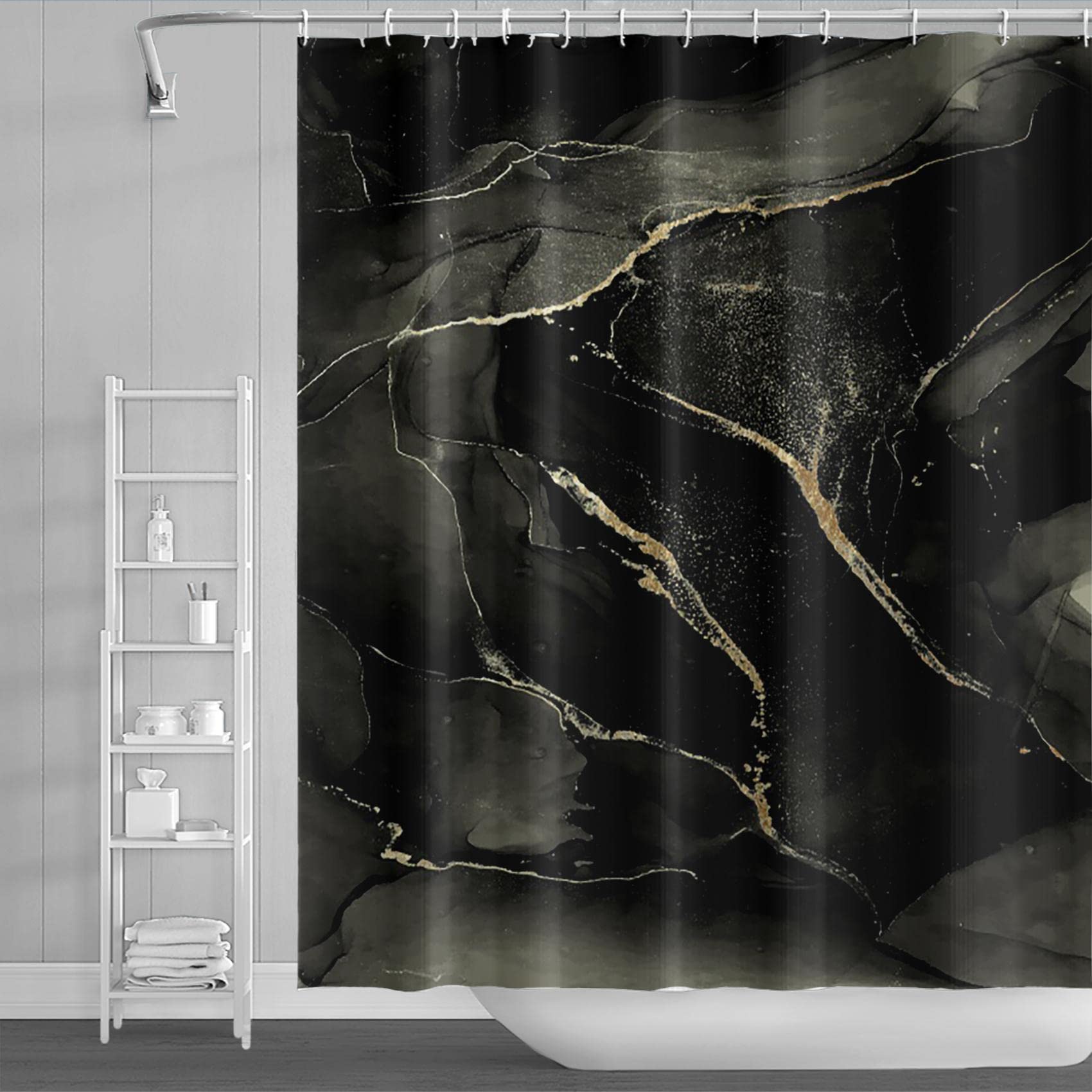 Tenda Doccia Con Effetto Marmo 183x183 Cm – Moderna, In Poliestere Impermeabile Con 12 Ganci, Per Bagno Di Lusso - 3