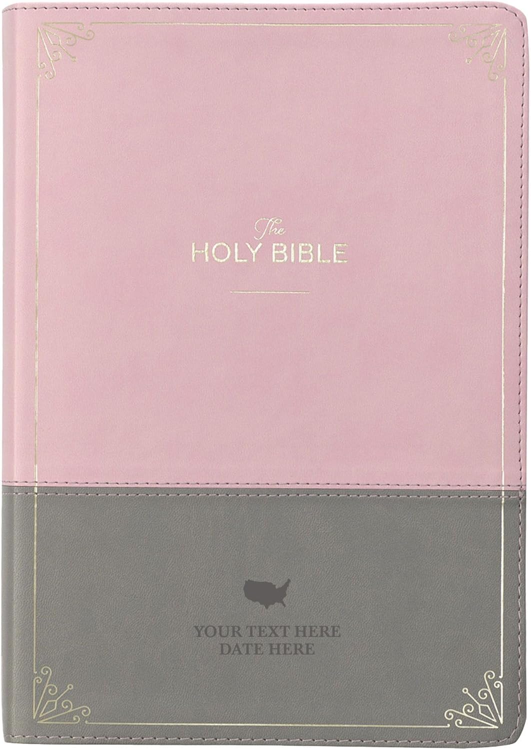 Personalized KJV Womens Large Bible Two-Tone Faux Leather Giant Print Size with Index Tabs | Custom with Name and God Bless America Design | Gift for Christian & Patriotic Celebrations