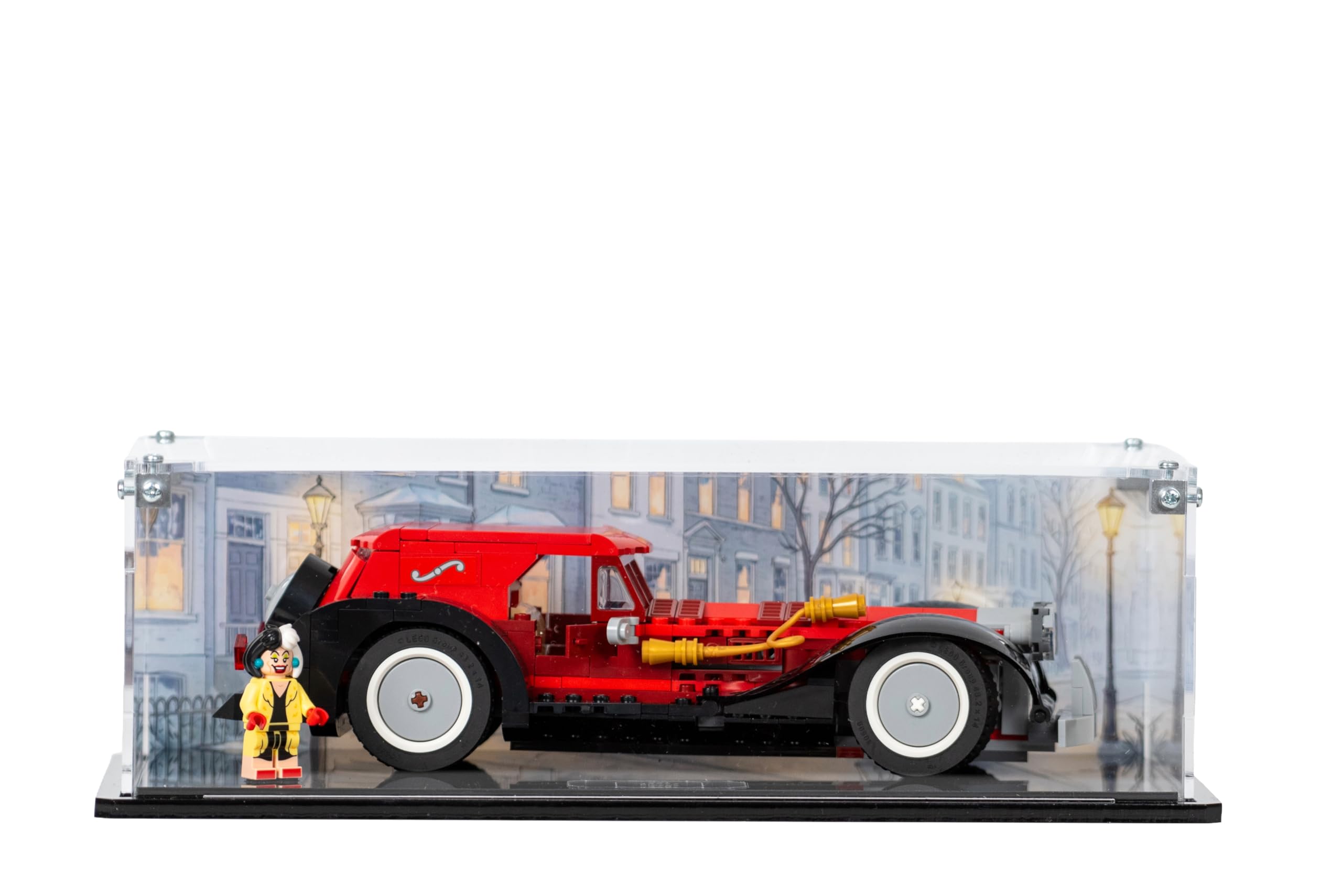 Acrylic Display Case compatible with LEGO® Cruella De Vil's Car (43277) (Printed Back Panel)