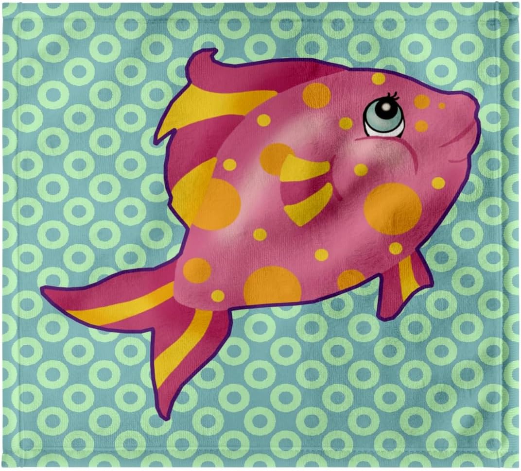 3dRose Pretty Pink and Yellow Tropical Fish 22x30 Bath Hand Pool Towel