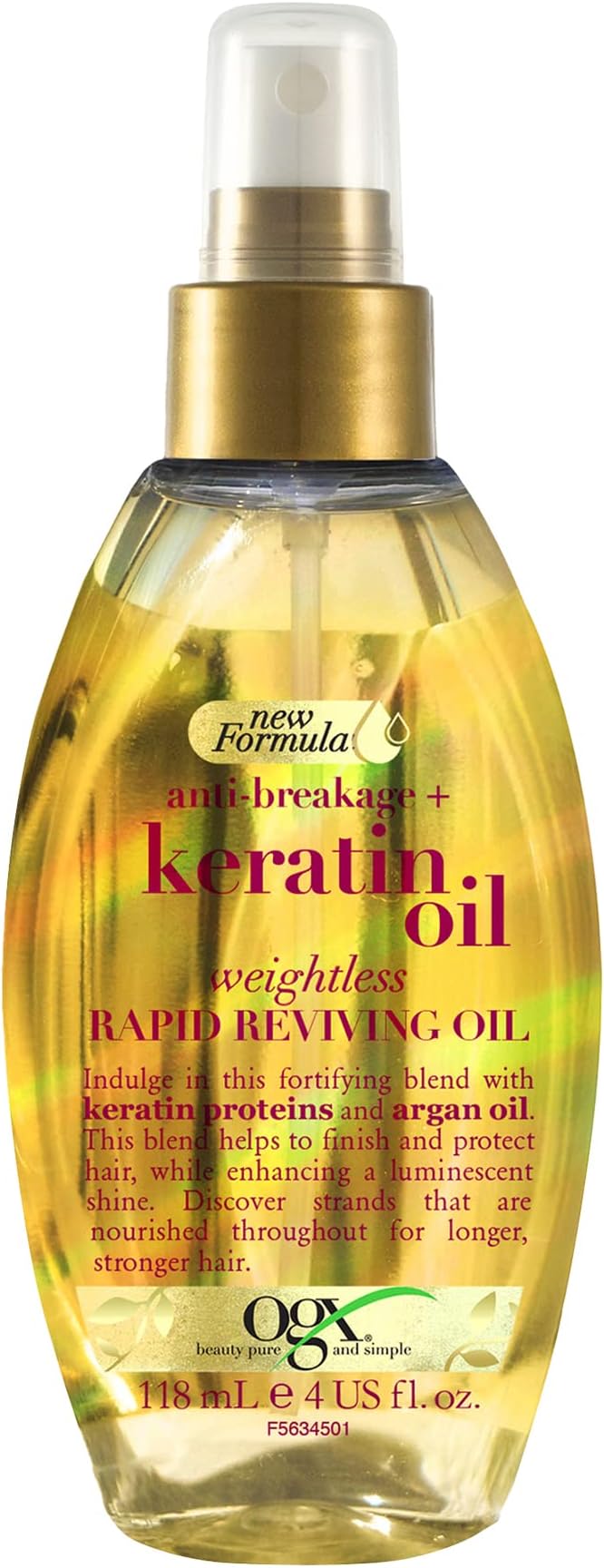 Ogx Hair Oil, Anti-Breakage+ Keratin Oil, Rapid Reviving Spray, 118ml
