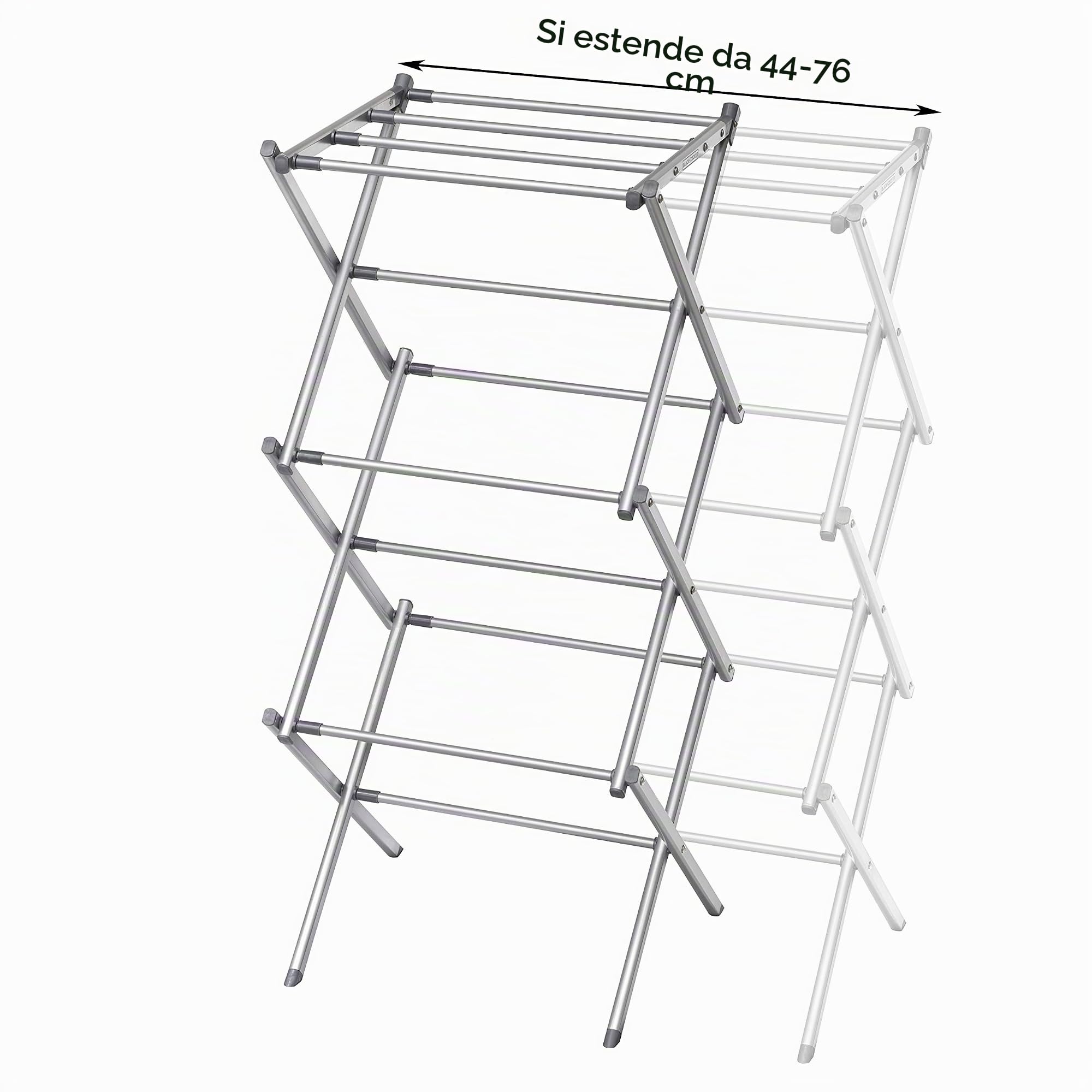 BLACK+DECKER BXAR0002GB Stendibiancheria compatto estensibile, grigio freddo, 7,5 m di spazio di asciugatura