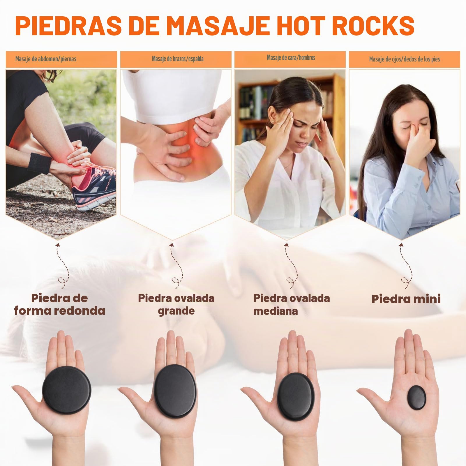 Juego de masaje de piedra caliente, piedras de lava para masaje, 9 piedras de masaje de basalto en maletín térmico, portátil, adecuado para uso doméstico, spa, terapia de masaje y relajación