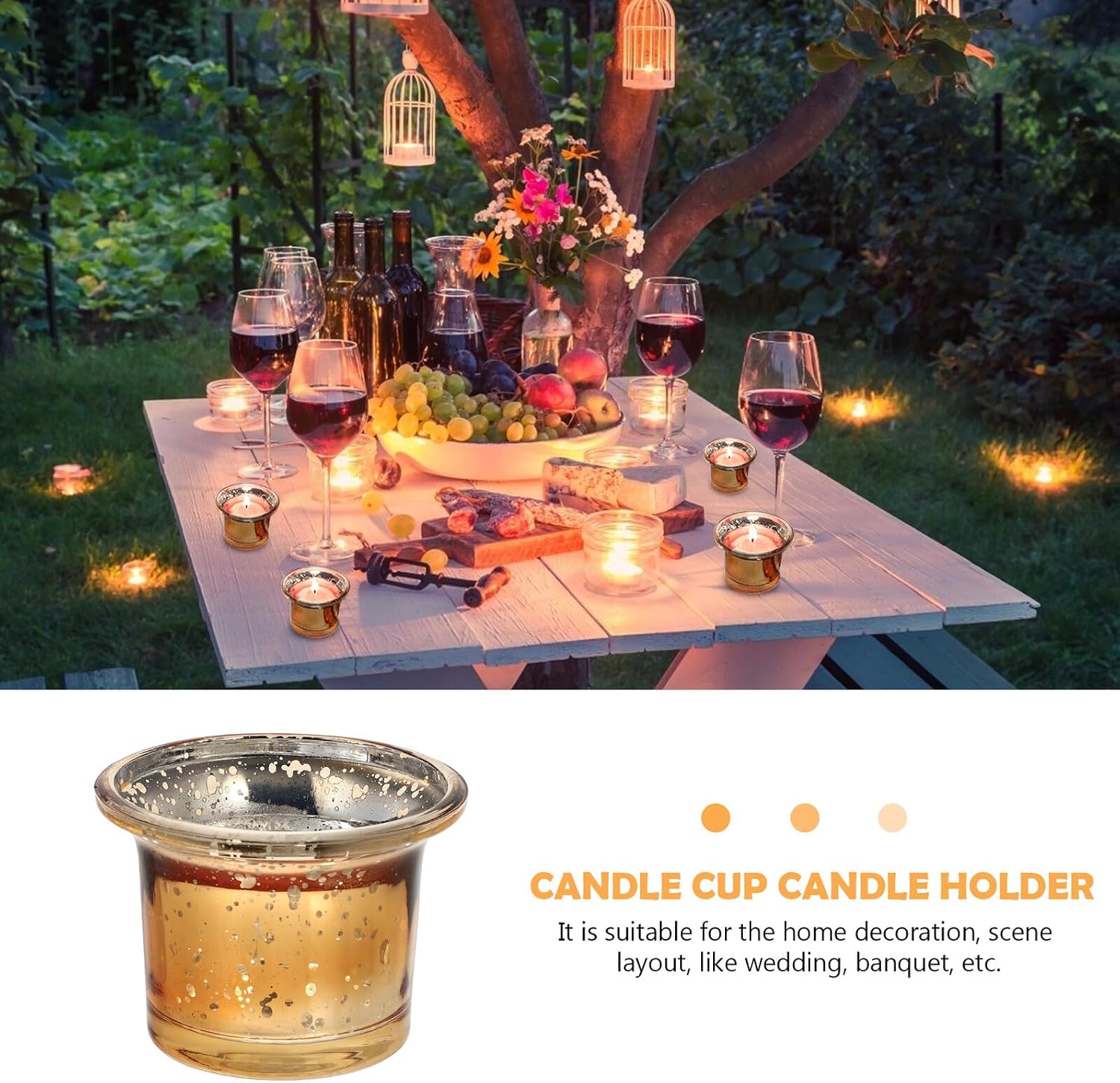 6pcs Glass Candle Holders Set with Decorative Spots, Creative Desktop Candlestick Cups for Home Decor and Event Table Centerpiece