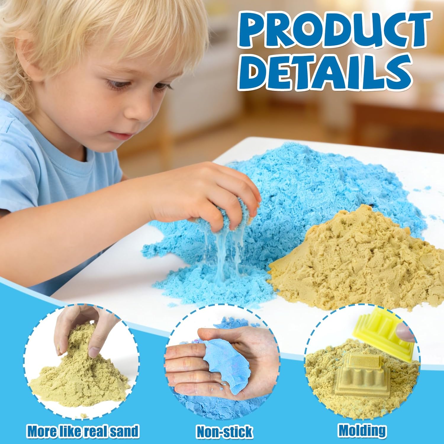 YongnKids Mermaid Sensory Bin Sandbox Toys for Toddlers Girls Kids- Mermaid Toys for Kids Play Sand Kit Sensory Bin Toy with Sand & Castle Mold,Great Christmas Birthday Gift for Girl Boys