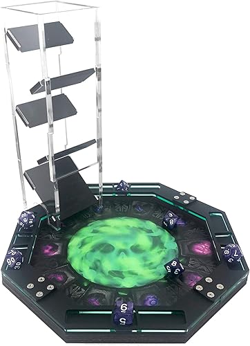 Miniatura 4 de C4Labs Bandeja rodante de dados octágonos de 10 pulgadas - Calavera de vórtice impresa (superficie rodante - madera)