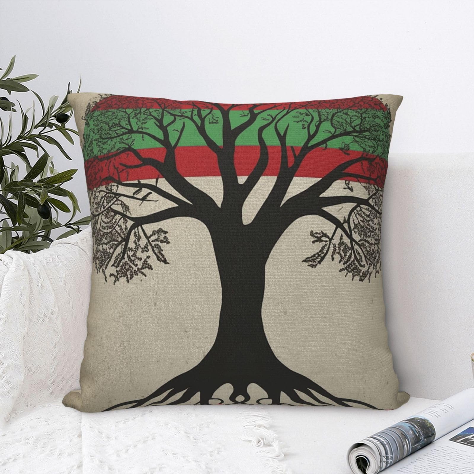 FodPand Luxury Velvet Throw Pillow Covers 24"x24" Super Soft Decorative Pillow Cases - Palestinian Flag Pillowcases Modern Lumbar Cushion Cases for Couch Sofa Bed Pillow Shams
