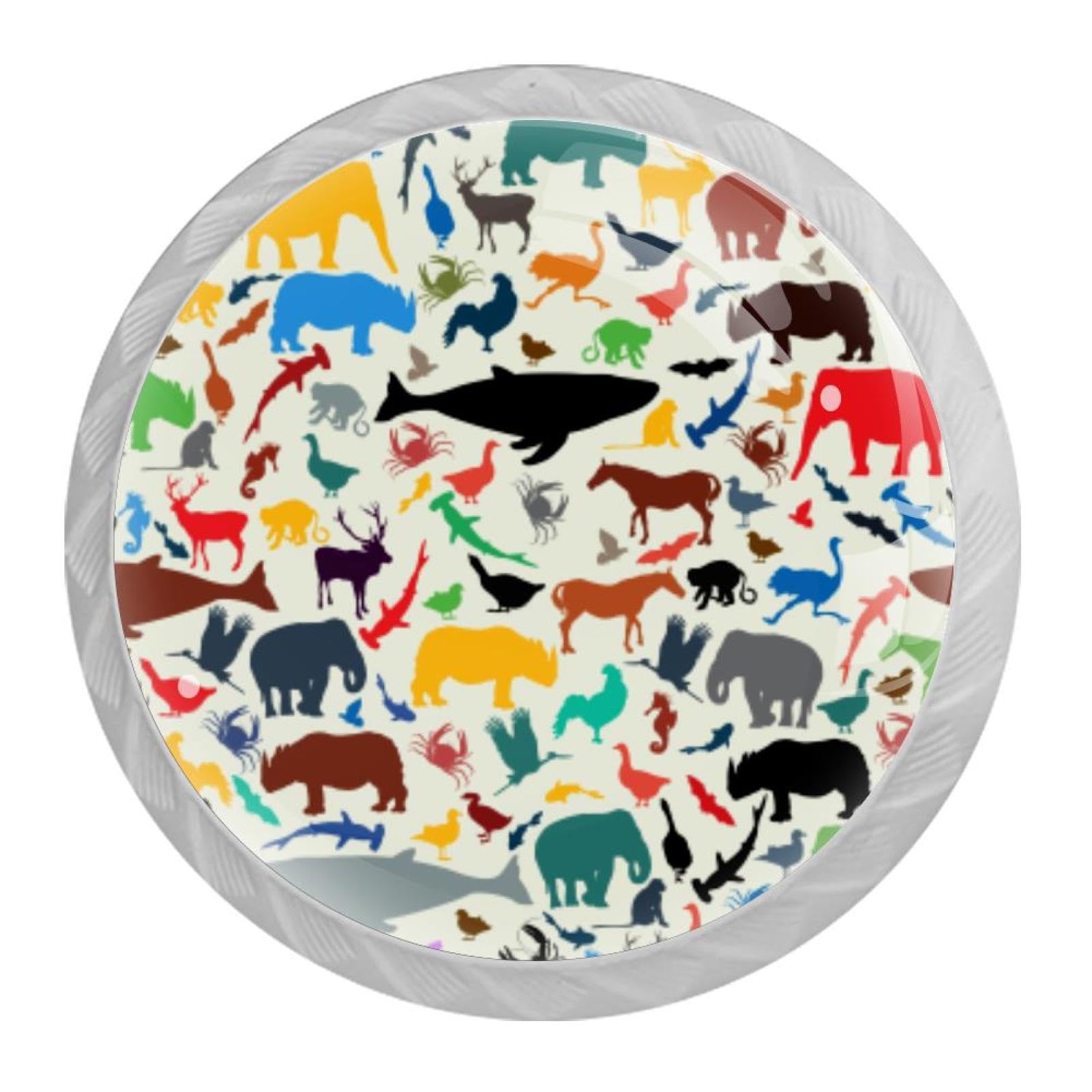 Tqmspg Multi17 4 Pieces Drawer Pulls Colorful Animals Door Knobs Dresser Handles For Kitchen Wardrobe Cupboard Hardware Furniture