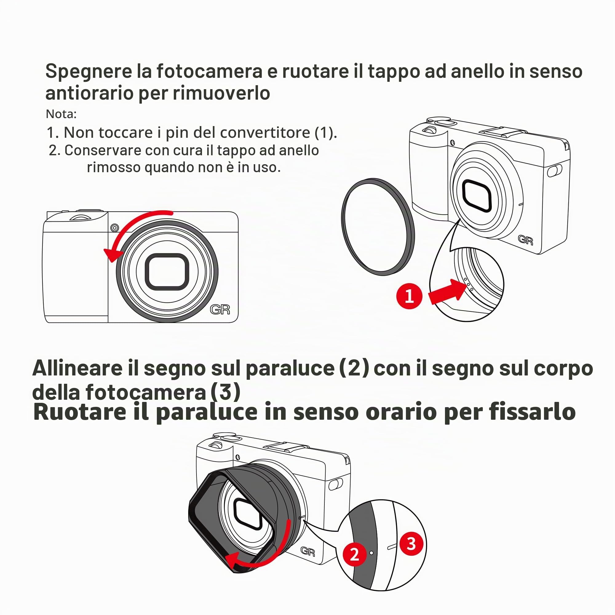 JJC Paraluce in metallo per fotocamere digitali monocromatiche Ricoh GR IV GRIV HDF, GR4