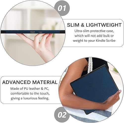 Miniatura 7 de Miimall Funda compatible con Kindle Scribe 2022, piel sintética de alta calidad con encendidoapagado automático y múltiples ángulos de visión, funda