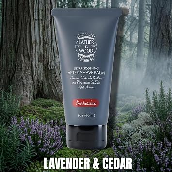 Lather & Wood - Barbershop Aftershave for Men - Long-Lasting Fragrance, Non-Greasy Formula, Easy Pump Dispener, Gentle and Subtle Scent