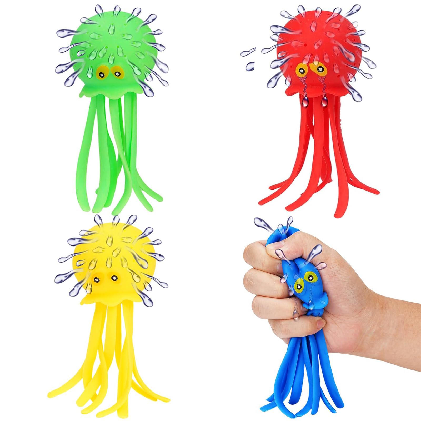 4 Pezzi Giocattolo Medusa ad Acqua, Giocattolo Fidget Morbido Galleggiante per Bagnetto, Giocattolos Divertente per Piscina, Regalo di Vacanze Estive per Bambini