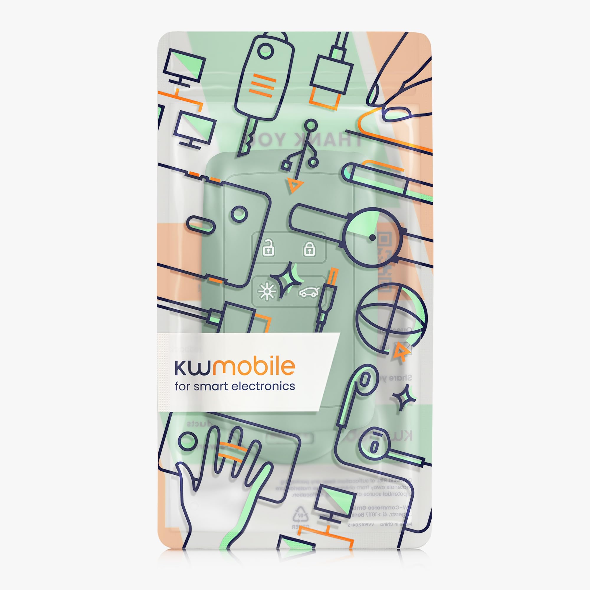kwmobile Car Key Cover Compatible with Renault 4 Button Car Key Smart Key (only Keyless Go) - Silicone Protective Key Fob Cover with Built-in Eyelet - Pottery Green — view 7