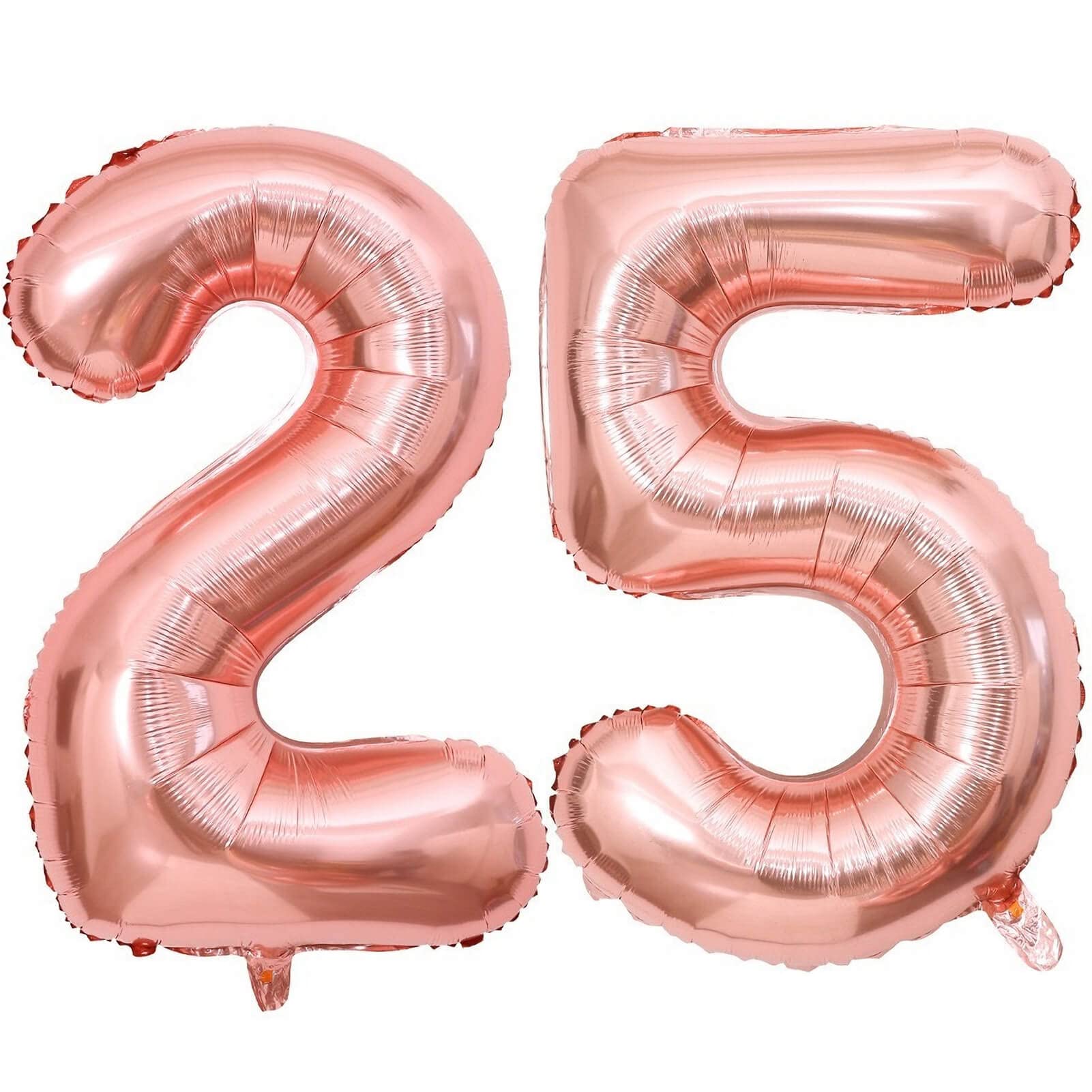40 Inch Rose Gold 25 Number Balloons Giant Jumbo Huge 25 or 52 Foil Mylar Helium Number Digital Balloons Rose Gold Birthday Mylar Digital Balloons 25