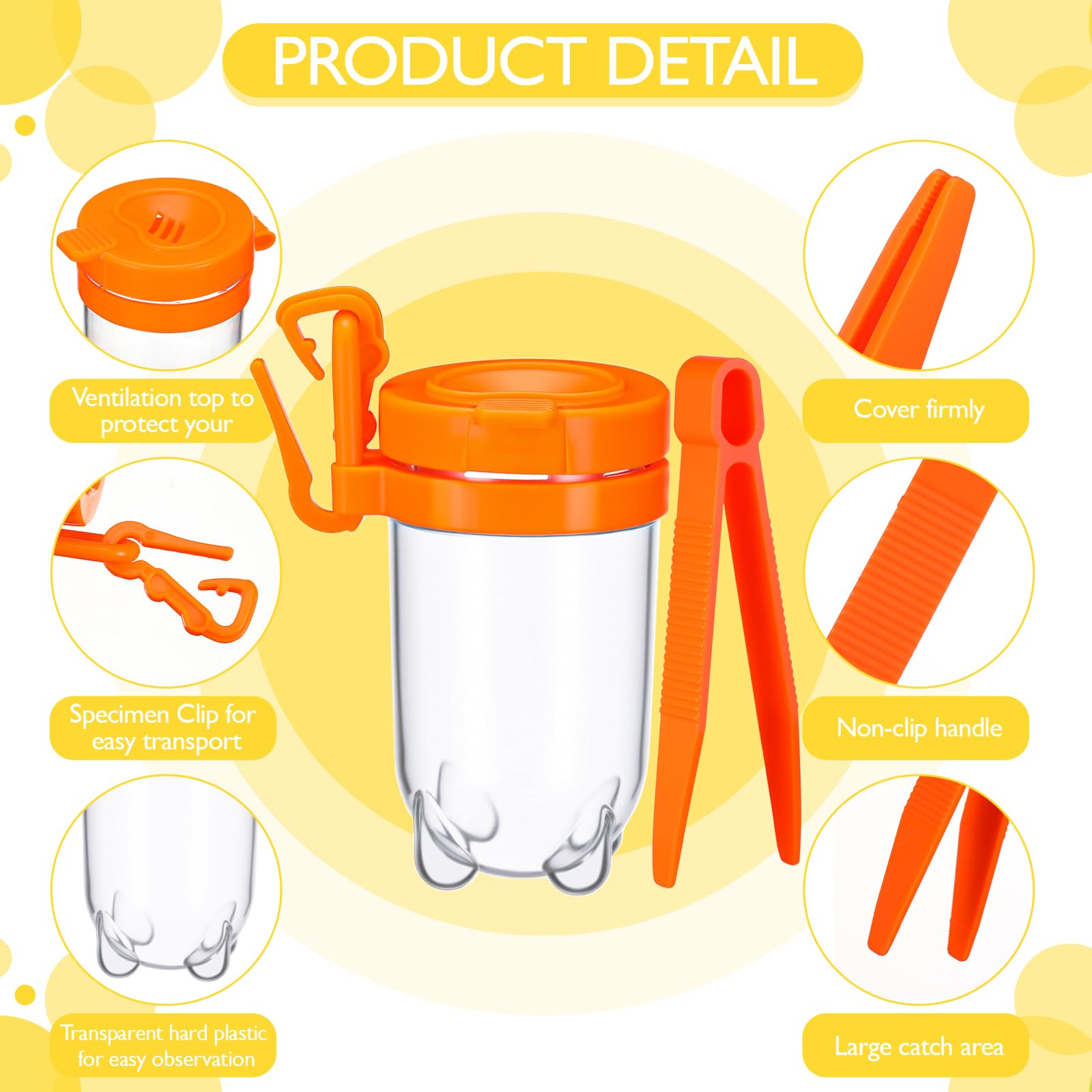 Baderke 10 Pieces Bug Viewer and Bug Insects Tweezer for Kids, Plastic Insect Box Container and Tweezers, Bug Catching Kit Insect Observation Kit for Kids Outdoor Science Nature Exploration - Image 3