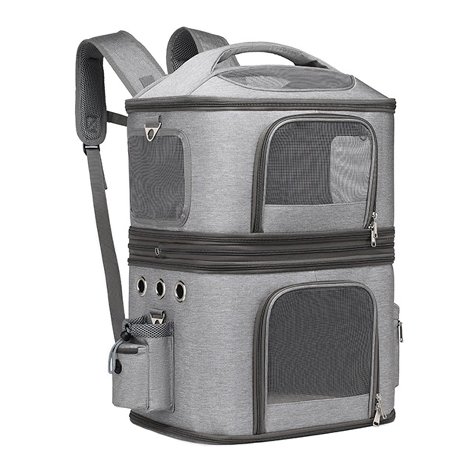 Acouto Odpinany Plecak dla kota. Podwójny Transporter dla kota. Oddychający i Wygodny w podróży. Wygodne ramię Może pomieścić 2 Plecaki (GREY)