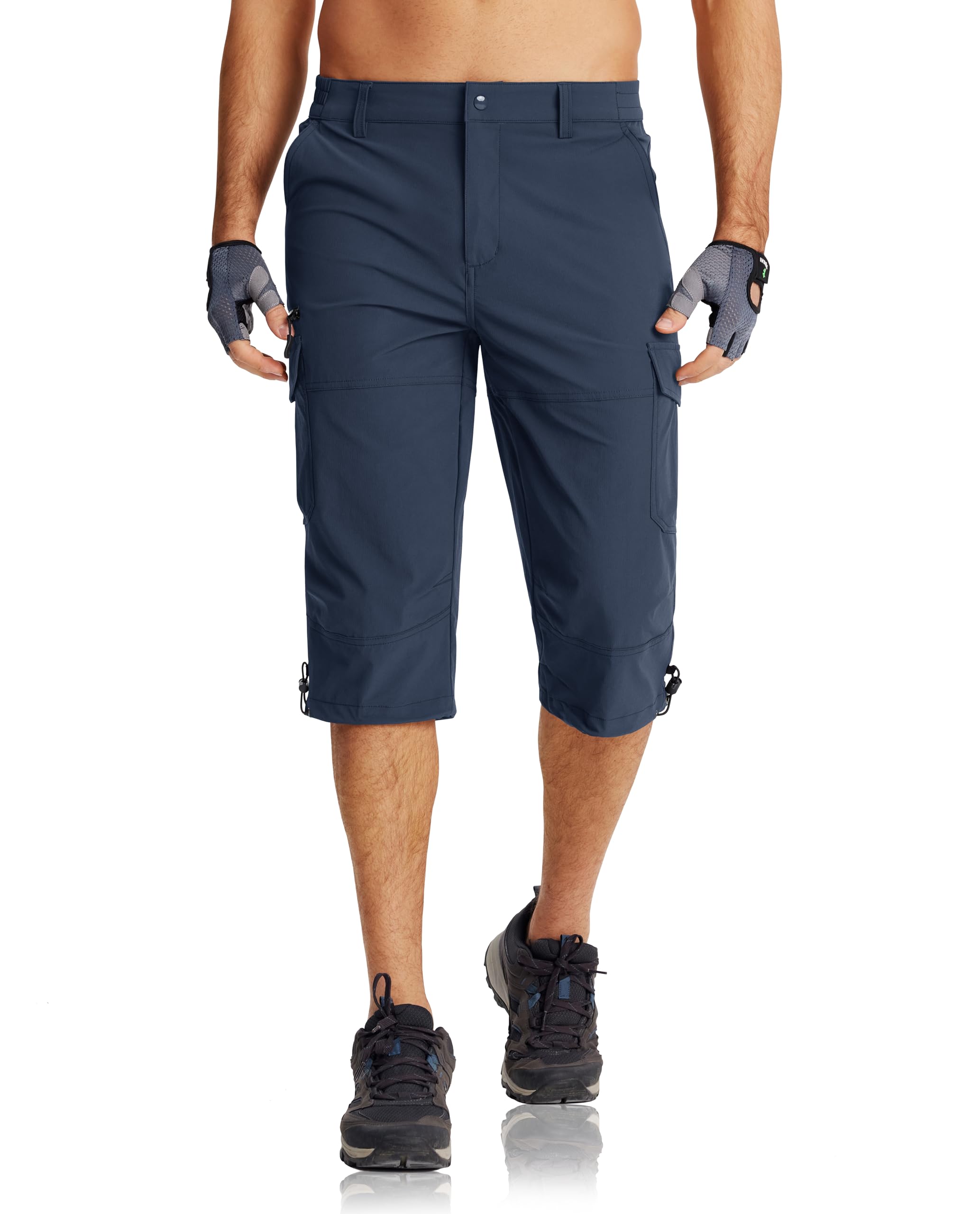 MAGCOMSEN Pantaloncini da lavoro ad asciugatura rapida da uomo Pantaloni Capri a 3/4 con tasche con cerniera Pantaloncini da arrampicata