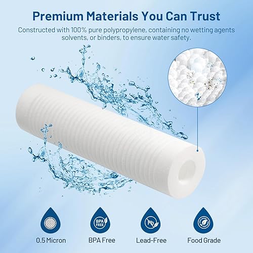 Miniatura 2 de Whole House - Cartucho de filtro de agua para pozos de sedimentos ranurados de 0,5 micrones, 10 x 2,5 para AP110, AO-WH-PREV-R2, WHKF-GD05, CFS110,