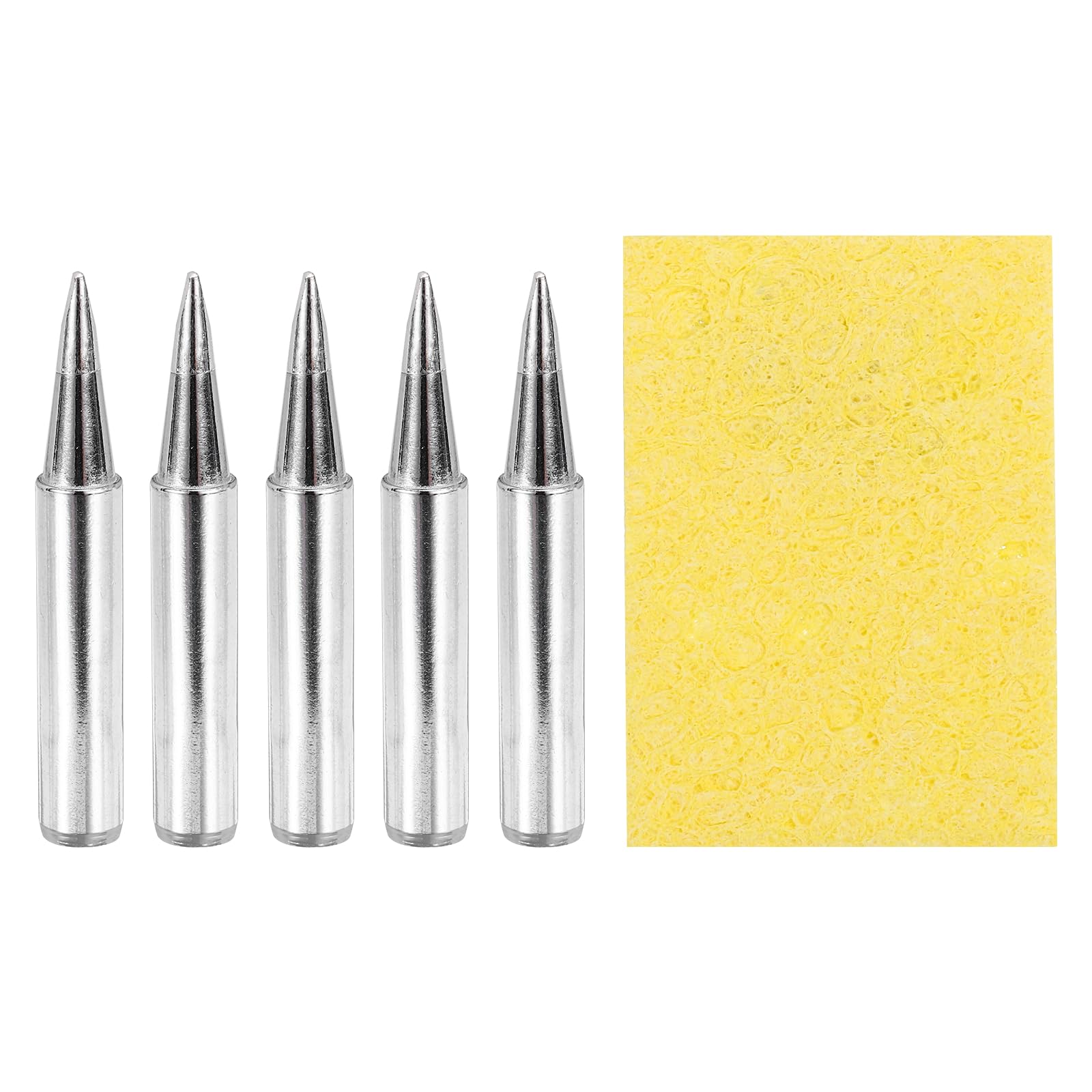 sourcing map Pack of 5 900M Solder Tips Internally Heated Soldering Tips with Cleaning Sponge Pad Replacement Welding Accessories Kit for Electrical Solder Station Tip (900M-T-1.6D)