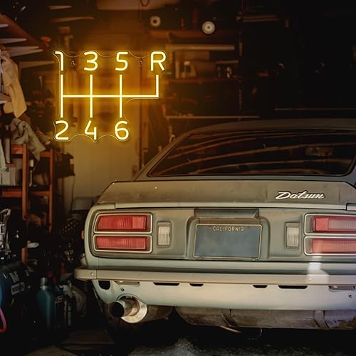 Miniatura 7 de Kavaas Letrero de neón para cambio de marchas, palanca de transmisión manual LED para decoración de garaje  Letrero de neón para decoración de