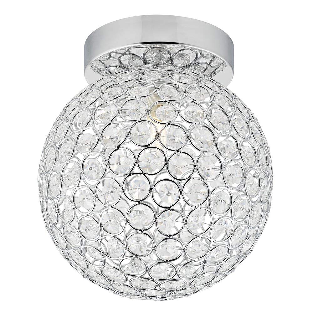Happy Homewares Chrome Modern And Clear Glass Ip44 Rated Bathroom Ceiling Light By