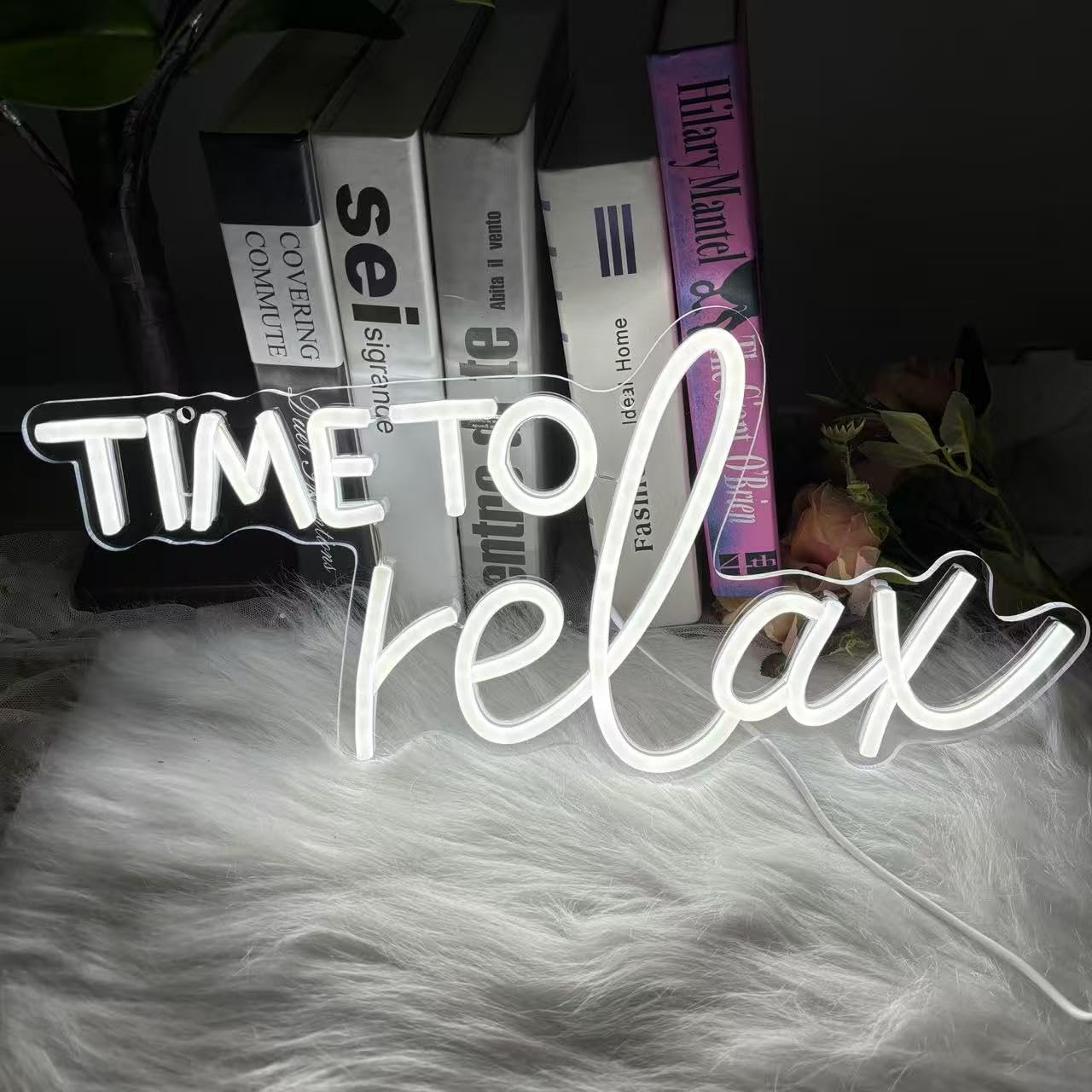 Neonowy znak Time to Relax, salon piękności, spa, sklep, dekoracja ścienna