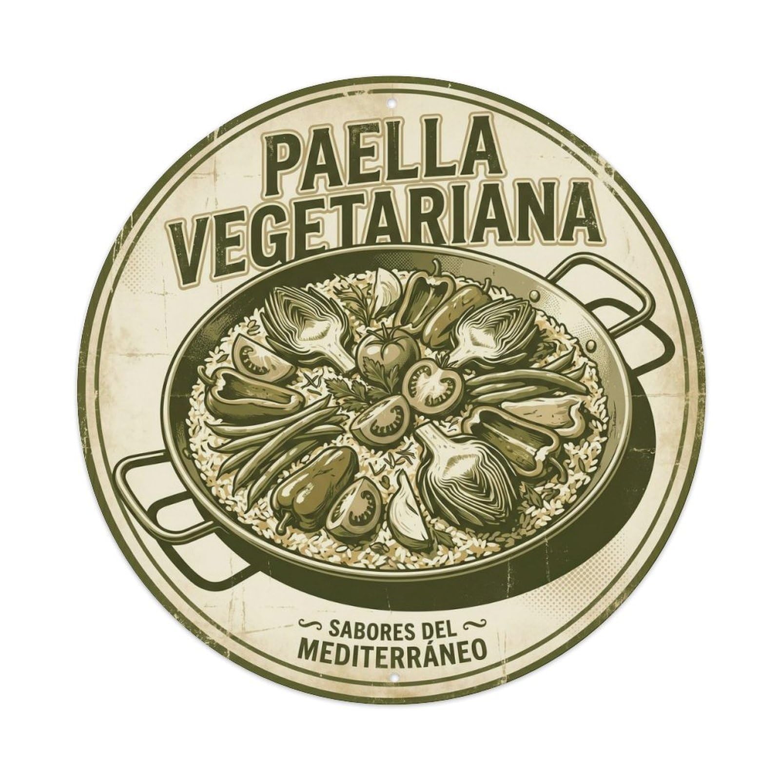 Spanish Vegetable Paella Cuisine Culture Metal Tin Sign