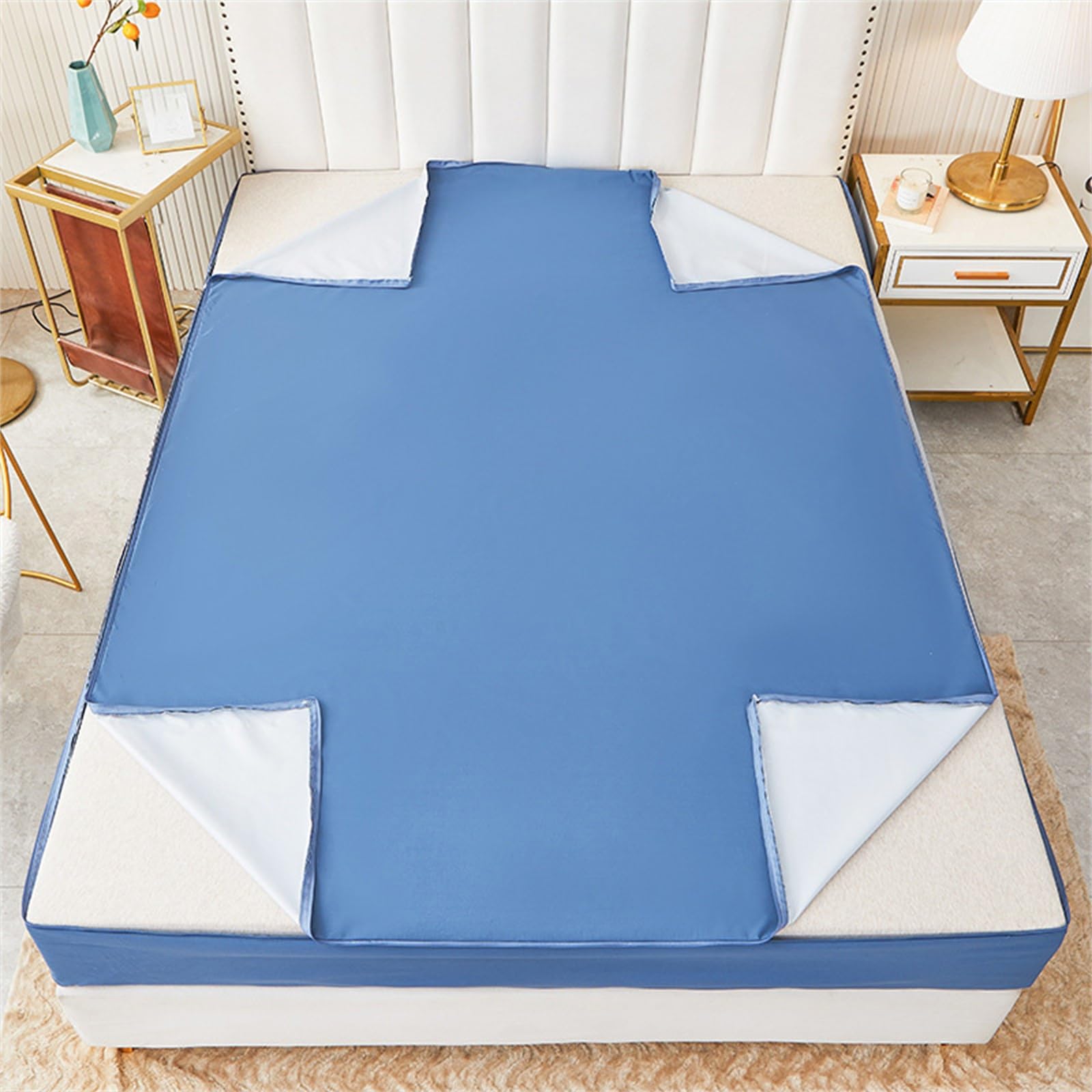 Funda De Colchón Impermeable con Cremallera, Protector De Colchón con Cremallera, Fundas De Colchón De Cama Silenciosas Y Refrescantes - Parte Superior Extraíble(Wei�,120x200x25cm)