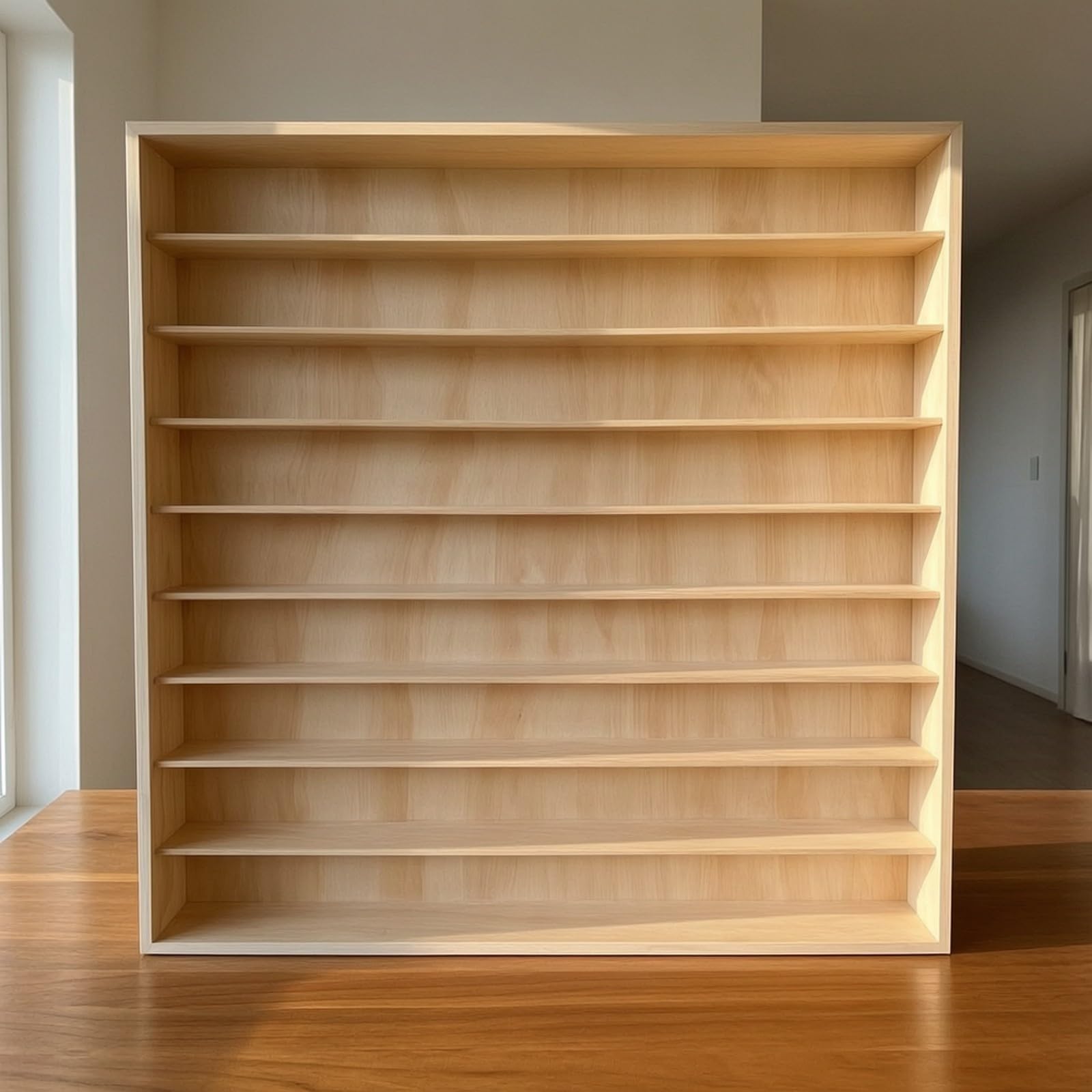 Étagère Rangement En Bois Massif à Huit Niveaux Mince Présentoir Mural à Compartimen Multiples Compact Présentoir à Plusieurs Niveaux