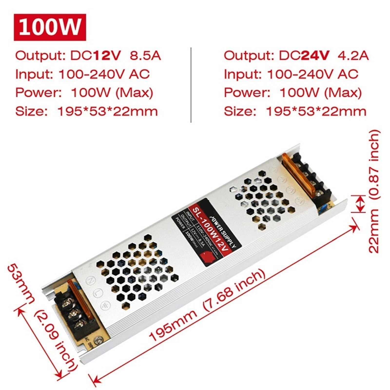 Driver ultra sottile for strisce LED DC 12V / 24V Alimentatore a tensione costante 60W 100W 150W 200W 300W 400W Trasformatore di illuminazione Alta Affidabilità(60W,24 V)