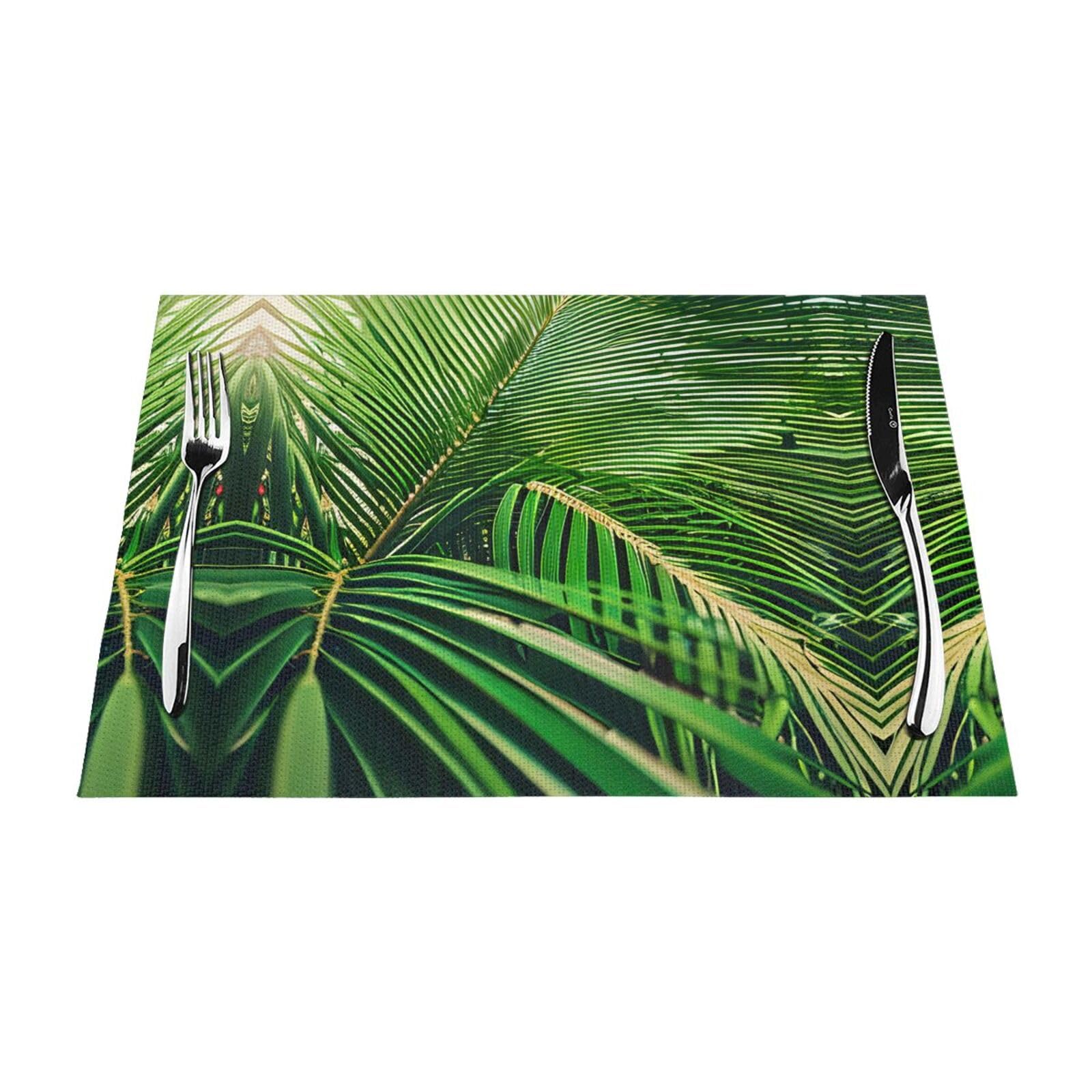 Placemats Set of 6,Table Mats Washable Placemat Decoration, Palm Tree Leaves Print