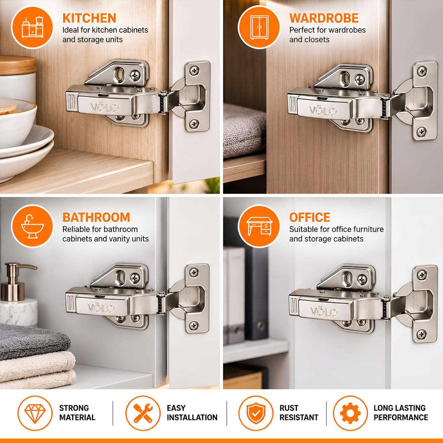 VOLO Soft Close Cabinet Hinges - Nickel Finish -9 VOLO Soft Close Cabinet Hinges - Nickel Finish -9