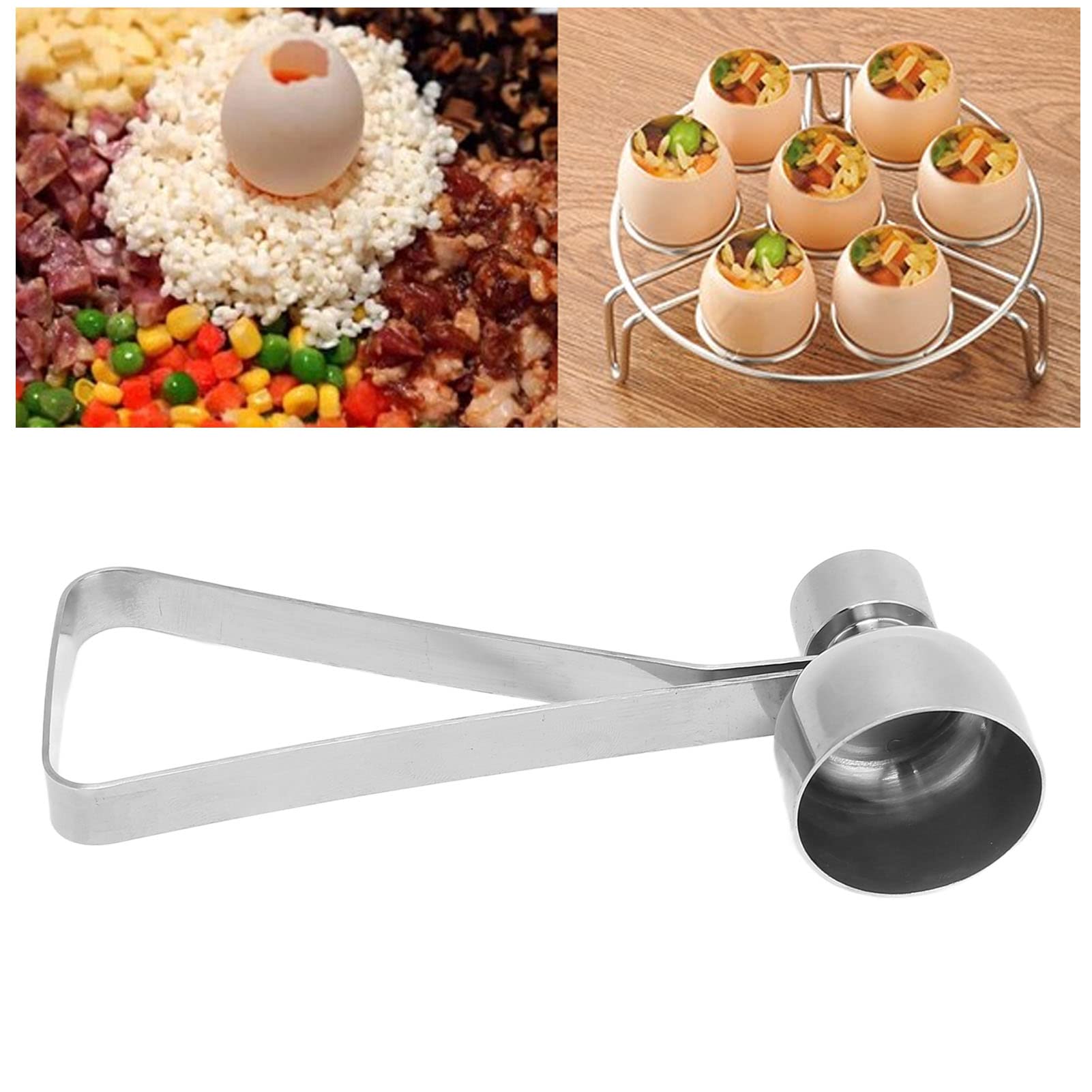 Egg Cutter, Egg Topper, Guscio d' Uovo Cracker Opener con Manico in Acciaio Inox Taglierina Egg Topper,per Uovo Sodo Crudo/Morbido